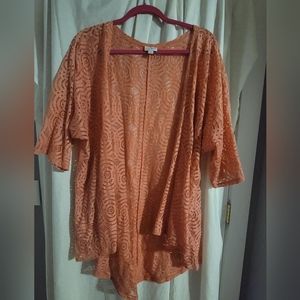 LuLaRoe cardigan, Medium, coral lace